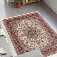 KLASYCZNY TRADYCYJNY TURECKI DYWAN DO SALONU czerwony kremowy kwiatowy wzór MILANO RUGS ROME 200x290 cm - obrazek 8