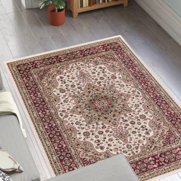 KLASYCZNY TRADYCYJNY TURECKI DYWAN DO SALONU czerwony kremowy kwiatowy wzór MILANO RUGS ROME 200x290 cm - obrazek 8