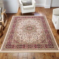 KLASYCZNY TRADYCYJNY TURECKI DYWAN DO SALONU czerwony kremowy kwiatowy wzór MILANO RUGS ROME 200x290 cm - obrazek 9