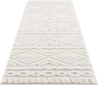 ETNICZNY PUSZYSTY DYWAN CHODNIK W STYLU SKANDI BOHO kremowy biały CARPET CITY FOCUS 80x300 cm - obrazek 7