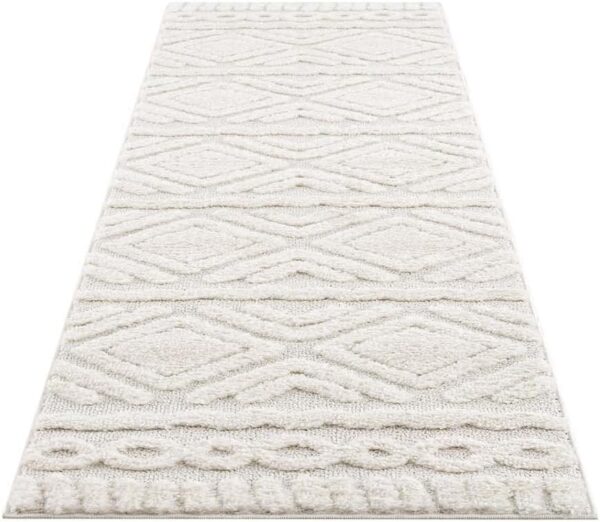 ETNICZNY PUSZYSTY DYWAN CHODNIK W STYLU SKANDI BOHO kremowy biały CARPET CITY FOCUS 80x300 cm - obrazek 7