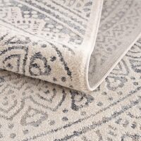 ELEGANCKI NOWOCZESNY BAROKOWY OKRĄGŁY DYWAN POKOJOWY o strukturze mandali kremowy szary CARPET CITY ART 120x120 cm - obrazek 5