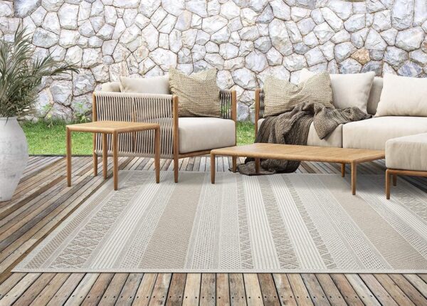 NOWOCZESNY ETNICZNY DYWAN SZNURKOWY W STYLU BOHO SKANDI beżowy kremowy CALGARY HEAVY DUTY 160x220 cm - obrazek 6