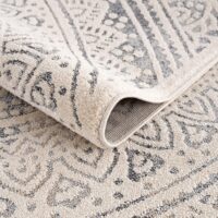 ELEGANCKI NOWOCZESNY BAROKOWY OKRĄGŁY DYWAN POKOJOWY o strukturze mandali kremowy szary CARPET CITY ART 120x120 cm - obrazek 4