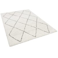 BERBERYJSKI GRUBY PUSZYSTY DYWAN SHAGGY DO SALONU SYPIALNI biały w szare romby BALTA RUGS SHERPA 200x290 cm - obrazek 9