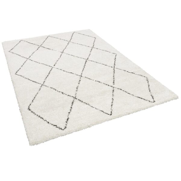 BERBERYJSKI GRUBY PUSZYSTY DYWAN SHAGGY DO SALONU SYPIALNI biały w szare romby BALTA RUGS SHERPA 200x290 cm - obrazek 9
