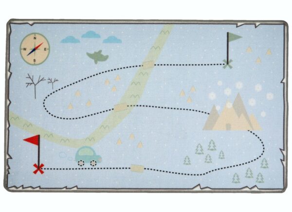 KOLOROWY ZABAWNY PASTELOWY dywan do pokoju dziecięcego niebieski MAPA SKARBÓW LIVONE TREASURE MAP 140x190 cm - obrazek 12