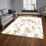 NOWOCZESNY DYWANIK POKOJOWY Z BAWEŁNY SZENILOWEJ złoty szary kremowy HOMEFESTO GOLD 100x200 cm
