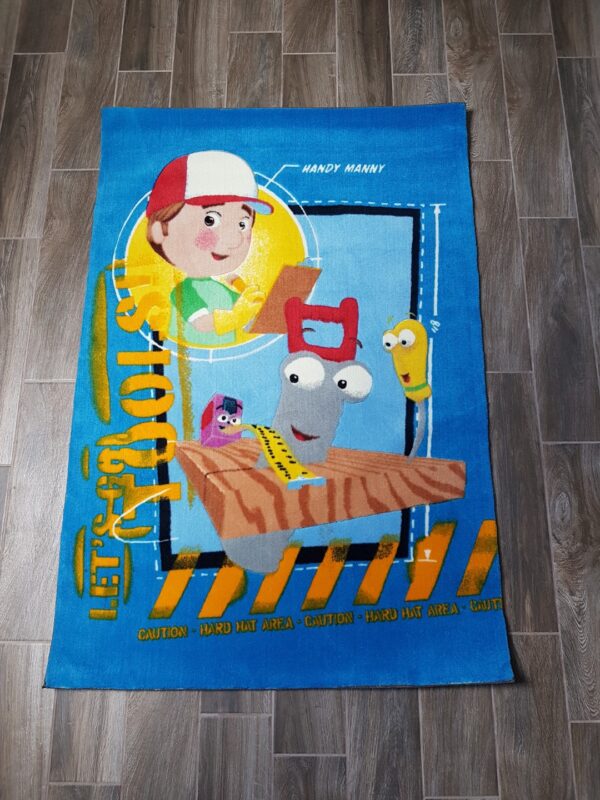 KOLOROWY WESOŁY AKRYLOWY DYWAN DZIECIĘCY dla chłopca niebieski z motywem złotej rączki DISNEY HANDY MANNY 100x150 cm - obrazek 7