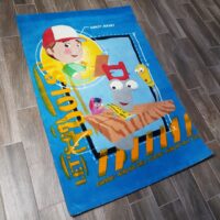KOLOROWY WESOŁY AKRYLOWY DYWAN DZIECIĘCY dla chłopca niebieski z motywem złotej rączki DISNEY HANDY MANNY 100x150 cm - obrazek 2