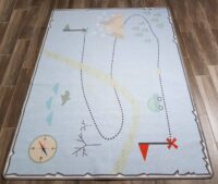 KOLOROWY ZABAWNY PASTELOWY dywan do pokoju dziecięcego niebieski MAPA SKARBÓW LIVONE TREASURE MAP 140x190 cm - obrazek 6