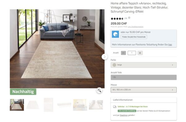 STRUKTURALNY ELEGANCKI NOWOCZESNY DYWAN DO SALONU kremowy beżowy HOME AFFAIRE ARIANO 160x230 cm - obrazek 11
