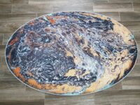 AKSAMITNY ANTYPOŚLIZGOWY OWALNY DYWANIK POKOJOWY granatowy niebieski złoty CHILAI HOME SPACE 120x180 cm - obrazek 3