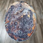 AKSAMITNY ANTYPOŚLIZGOWY OWALNY DYWANIK POKOJOWY granatowy niebieski złoty CHILAI HOME SPACE 120x180 cm