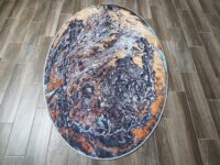 AKSAMITNY ANTYPOŚLIZGOWY OWALNY DYWANIK POKOJOWY granatowy niebieski złoty CHILAI HOME SPACE 120x180 cm