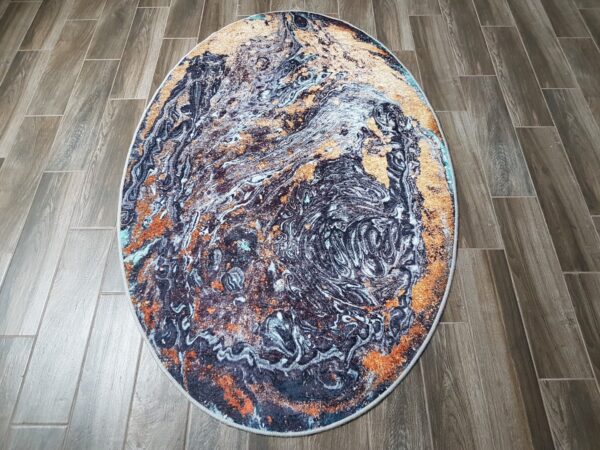 AKSAMITNY ANTYPOŚLIZGOWY OWALNY DYWANIK POKOJOWY granatowy niebieski złoty CHILAI HOME SPACE 120x180 cm - obrazek 8