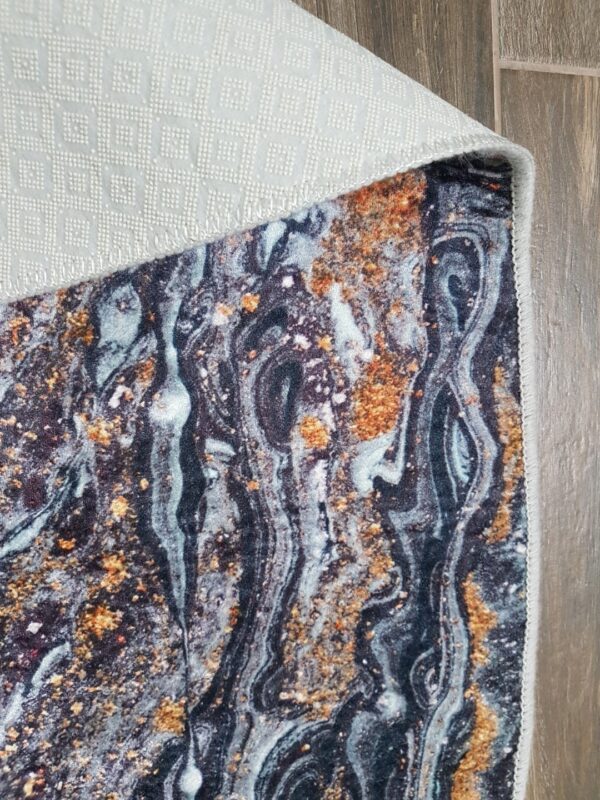 AKSAMITNY ANTYPOŚLIZGOWY OWALNY DYWANIK POKOJOWY granatowy niebieski złoty CHILAI HOME SPACE 120x180 cm - obrazek 5