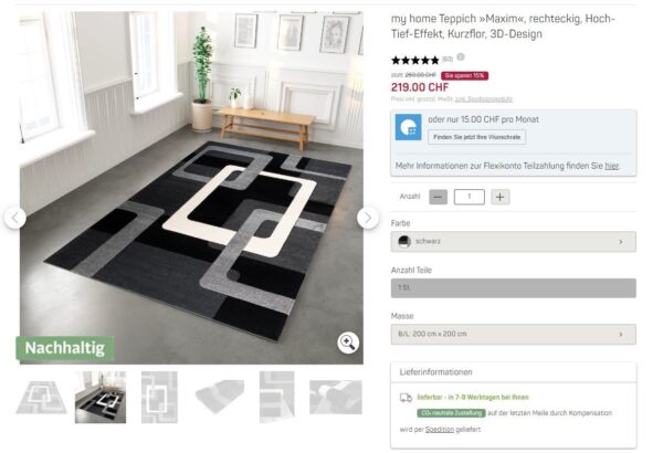 NOWOCZESNY WYCINANY KWADRATOWY GEOMETRYCZNY DYWAN DO SALONU 3D czarny szary kremowy MY HOME MAXIM 200x200 cm - obrazek 11