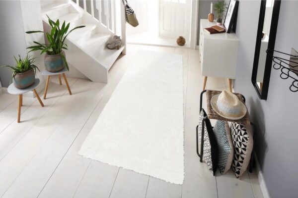 ELEGANCKI LŚNIĄCY DYWAN CHODNIK Z PODWÓJNYM WŁOSIEM biały śnieżnobiały MY HOME MIKRO SOFT SUPER 67x230 cm - obrazek 9