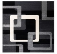 NOWOCZESNY WYCINANY KWADRATOWY GEOMETRYCZNY DYWAN DO SALONU 3D czarny szary kremowy MY HOME MAXIM 200x200 cm - obrazek 2