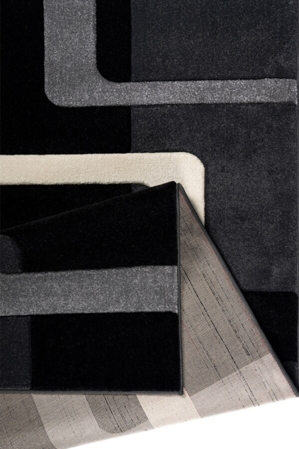 NOWOCZESNY WYCINANY KWADRATOWY GEOMETRYCZNY DYWAN DO SALONU 3D czarny szary kremowy MY HOME MAXIM 200x200 cm - obrazek 5