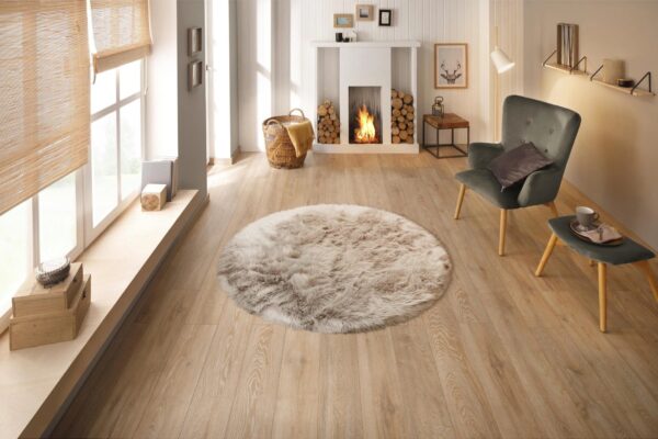 PUSZYSTY FUTRZANY OKRĄGŁY DYWAN FLOKATI Z DŁUGIM WŁOSIEM shaggy beżowy taupe HOME AFFAIRE VALERIA 175x175 cm - obrazek 5