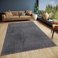 SKANDYNAWSKI GEOMETRYCZNY WISKOZOWY DYWAN DO SYPIALNI SALONU boho skandi łuki czarny HANSE HOME FARON 160x230 cm
