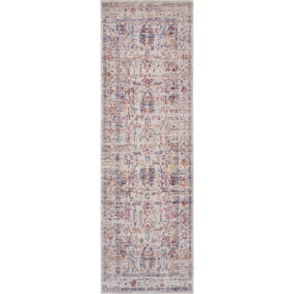 ORIENTALNY PERSKI DYWANIK CHODNIK PODŁOGOWY tkany na płasko kremowy wielokolorowy NOURISTAN LUXOR 80x200 cm - obrazek 8