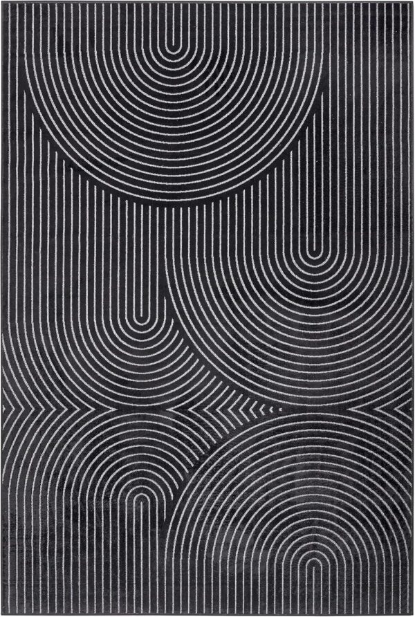 SKANDYNAWSKI GEOMETRYCZNY WISKOZOWY DYWAN DO SYPIALNI SALONU boho skandi łuki czarny HANSE HOME FARON 160x230 cm - obrazek 5