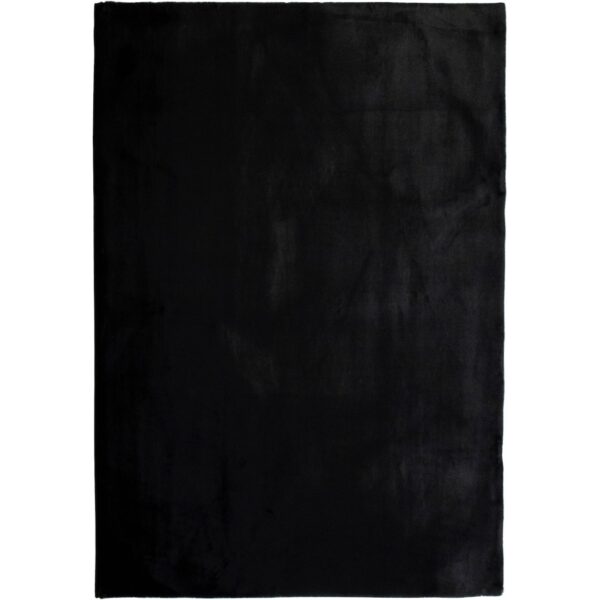 RABBIT BUNNY Nowoczesny dywan sztuczne futerko królika czarny kruczoczarny LEONIQUE BALU BLACK 120x180 cm - obrazek 5