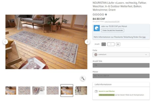 ORIENTALNY PERSKI DYWANIK CHODNIK PODŁOGOWY tkany na płasko kremowy wielokolorowy NOURISTAN LUXOR 80x200 cm - obrazek 9