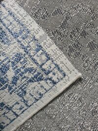 ORIENTALNY DYWAN TKANY NA PŁASKO SZNURKOWY MANDALA kremowy niebieski granatowy NORTHRUGS TILOS 240x340 cm - obrazek 10