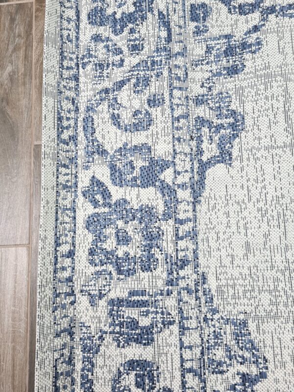 ORIENTALNY DYWAN TKANY NA PŁASKO SZNURKOWY MANDALA kremowy niebieski granatowy NORTHRUGS TILOS 240x340 cm - obrazek 5