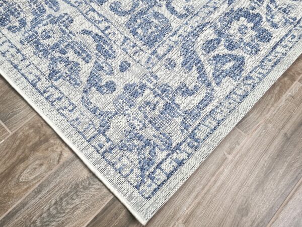 ORIENTALNY DYWAN TKANY NA PŁASKO SZNURKOWY MANDALA kremowy niebieski granatowy NORTHRUGS TILOS 240x340 cm - obrazek 4
