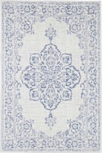 ORIENTALNY DYWAN TKANY NA PŁASKO SZNURKOWY MANDALA kremowy niebieski granatowy NORTHRUGS TILOS 240x340 cm - obrazek 13