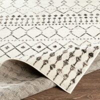 BERBERYJSKI ETNICZNY DYWAN W STYLU VINTAGE BOHO SKANDI szary kremowy SURYA PISA 160x220 cm - obrazek 2