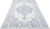 ORIENTALNY DYWAN TKANY NA PŁASKO SZNURKOWY MANDALA kremowy niebieski granatowy NORTHRUGS TILOS 240x340 cm - obrazek 7