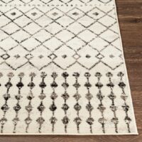 BERBERYJSKI ETNICZNY DYWAN W STYLU VINTAGE BOHO SKANDI szary kremowy SURYA PISA 160x220 cm - obrazek 5