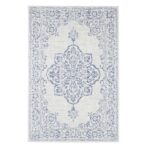 ORIENTALNY DYWAN TKANY NA PŁASKO SZNURKOWY MANDALA kremowy niebieski granatowy NORTHRUGS TILOS 240x340 cm