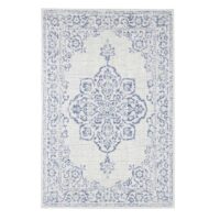ORIENTALNY DYWAN TKANY NA PŁASKO SZNURKOWY MANDALA kremowy niebieski granatowy NORTHRUGS TILOS 240x340 cm
