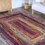 RĘCZNIE PLECIONY BAWEŁNIANY ETNICZNY BOHO DYWAN DO SYPIALNI SALONU kolorowy czarny różowy niebieski nuLOOM TAMMARA NOMAD 160x240 cm 152x244 cm