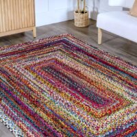 RĘCZNIE PLECIONY BAWEŁNIANY ETNICZNY BOHO DYWAN DO SYPIALNI SALONU kolorowy czarny różowy niebieski nuLOOM TAMMARA NOMAD 160x240 cm 152x244 cm