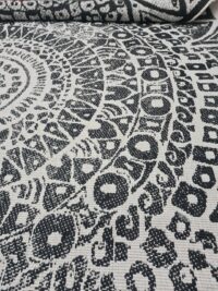 DWUSTRONNY OKRĄGŁY DYWAN TKANY NA PŁASKO SZNURKOWY MANDALA kremowy czarny NORTHRUGS LILJA 240x240 cm - obrazek 5