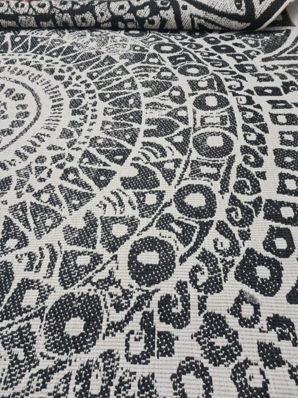 DWUSTRONNY OKRĄGŁY DYWAN TKANY NA PŁASKO SZNURKOWY MANDALA kremowy czarny NORTHRUGS LILJA 240x240 cm - obrazek 5