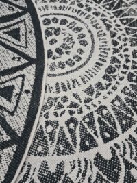 DWUSTRONNY OKRĄGŁY DYWAN TKANY NA PŁASKO SZNURKOWY MANDALA kremowy czarny NORTHRUGS LILJA 240x240 cm - obrazek 6