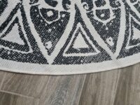 DWUSTRONNY OKRĄGŁY DYWAN TKANY NA PŁASKO SZNURKOWY MANDALA kremowy czarny NORTHRUGS LILJA 240x240 cm - obrazek 9