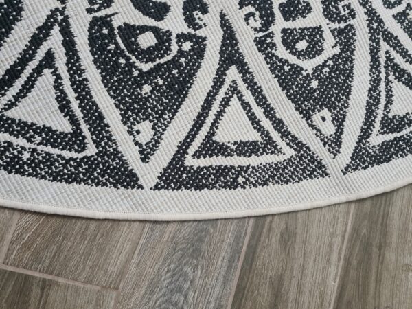 DWUSTRONNY OKRĄGŁY DYWAN TKANY NA PŁASKO SZNURKOWY MANDALA kremowy czarny NORTHRUGS LILJA 240x240 cm - obrazek 9