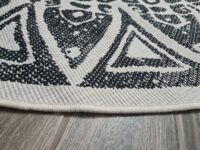 DWUSTRONNY OKRĄGŁY DYWAN TKANY NA PŁASKO SZNURKOWY MANDALA kremowy czarny NORTHRUGS LILJA 240x240 cm - obrazek 10
