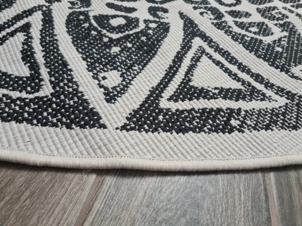 DWUSTRONNY OKRĄGŁY DYWAN TKANY NA PŁASKO SZNURKOWY MANDALA kremowy czarny NORTHRUGS LILJA 240x240 cm - obrazek 10