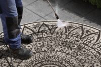DWUSTRONNY OKRĄGŁY DYWAN TKANY NA PŁASKO SZNURKOWY MANDALA kremowy czarny NORTHRUGS LILJA 240x240 cm - obrazek 3